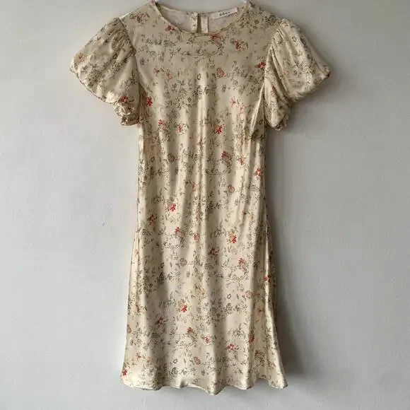 Doen | Dresses | Doen Jewel Silk Short Sleeve Puff Shoulder Mini Dress  Flowering Meadow Cream | Poshmark